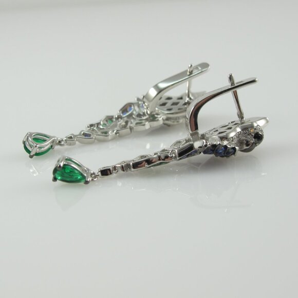 Sterling CZ Cockatoo Parrot Earrings with Green Spinel - Picture 9 of 10